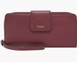 Fossil Madison Zip Clutch Red Wine Leather Wristlet SSWL2228609 Wallet N... - $39.59