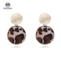 MENGJIQIAO 2021 New Hot Trendy Jewelry Round Heart Leopard Drop Earrings For Wom - £6.52 GBP