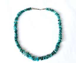Southwestern Style Genuine Sleeping Beauty Turquoise Nuggets Necklace 25 Inches - £96.21 GBP