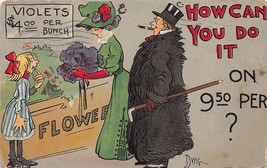 Dwig Comic Postcard How Can You Do It On $9.50 Rich Guy Lady Artist Signed - £8.00 GBP