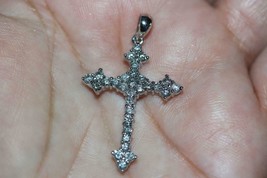 Fine 10K White Gold Gothic Design 1.00CTW Diamond Cross Pendant for Necklace - £629.69 GBP