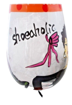 Shoeaholic Wine Glass Stem DELISH Working Girls Novelty Design Giftware - £3.89 GBP