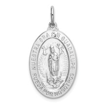 Silver  Spanish Lady of Guadalupe Medal Pendant QC9119 - $64.59