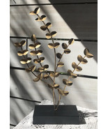 MCM Hollywood Regency Style Black Gold Eucalyptus Tree Metal Wall Sculpt... - $100.52 CAD