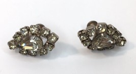 Vintage Prong Set Rhinestone Screw Back Earrings (Clip On Style) Unsigne... - £15.63 GBP