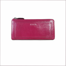 COACH Wallet Accordion Zip Pink Crossgrain Leather Card Organizer *EXCELLENT* - £102.87 GBP