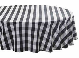 Tektrum 70&quot; Round Tablecloth-Waterproof/Wrinkle Free - Black/White Checker - £18.34 GBP