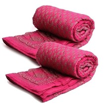 Jaipuri Combo of 2Floral Print in Pink Color Jaipuri Rajai/Razai/Quilt S... - £72.23 GBP