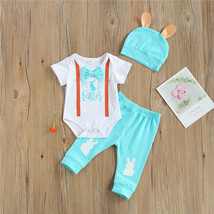 NEW 1st Easter Bunny Rabbit Baby Boys Bodysuit &amp; Pants Hat Outfit Set - £8.64 GBP
