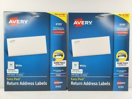 2 Avery 8195 Return Address Labels Set Easy Peel Inkjet 1500 Label 25 Sheets NEW - £25.31 GBP