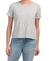 new Eileen Fisher Organic Cotton Slub V-Neck Short Sleeves Tee in Dark P... - $49.99