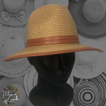 Riah Fashion Womens Brown Straw Woven Faux Leather Straps Panama Fedora Hat - £28.04 GBP