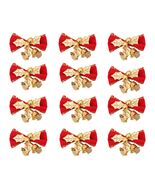 Anyhouz Christmas Golden Red Bow Bell Ornament Hanging Pendant - $383.88 MXN+