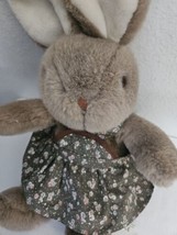 Vintage Chosun Bunny Rabbit Plush Stuffed Animal Brown Green Floral Dress - £27.44 GBP