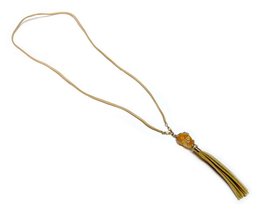 Wire Wrapped Tumbled Healing Gemstone Crystal Pendant Tassel Dangle Long Suede N - £14.60 GBP