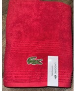 Lacoste ~ Red Bath Towel 100% Cotton 30&quot; x 52&quot; Big Crocodile Logo (B) - $39.75 CAD