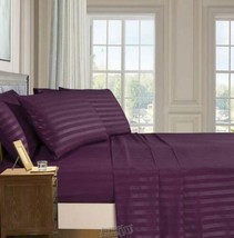 Dobby Stripe 6-piece Sheet Set Purple Queen 60"x80" - £29.88 GBP