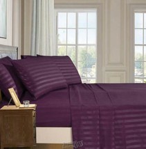 Dobby Stripe 6-piece Sheet Set Purple Queen 60"x80" - £29.80 GBP