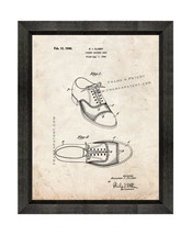 Patent Leather Shoe Patent Print Old Look with Beveled Wood Frame - £20.46 GBP+