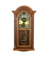 Bedford Clock Collection Honey Oak Chiming Pendulum Wall Clock - £114.26 GBP