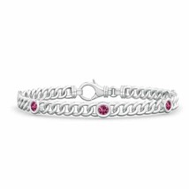 ANGARA 3.5mm Natural Pink Tourmaline Curb Chain Link Bracelet in Sterling Silver - £263.27 GBP+