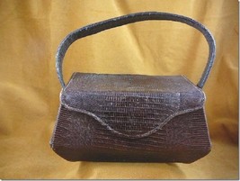 EL200-15) Genuine vintage Lizard skin Leather box with handle Handbag Hide PURSE - £83.45 GBP