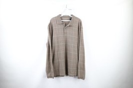 Vtg 90s Streetwear Mens XL Heavyweight Houndstooth Long Sleeve Rugby Polo Shirt - £38.20 GBP