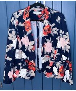 Tahari Arthur S Levine Navy Blue Floral Blazer Size 16 One Button Preppy... - £39.14 GBP