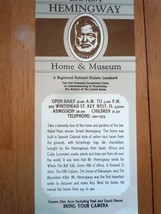 Ernest Hemingway Home &amp; Museum Key West Florida Flier - £1.56 GBP