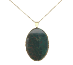 14k Yellow Gold Genuine Natural Bloodstone Pendant Necklace Jewelry (#J7... - $400.95