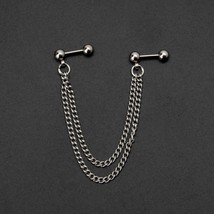Hot 1Pc Punk Ball Stud Cartilage Ear Wrap Double Chain Piercing Earring Unisex - £10.34 GBP