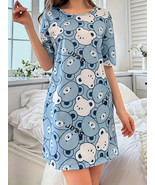 Woman&#39;s Cute Bear &amp; Letter Print Loose Fit Night / Lounge Dress - XL (US... - £6.85 GBP