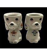 Vintage Set of 2 Adorable Puppy Dog Anthropomorphic Egg Cups Hand Painte... - £49.06 GBP