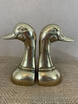 Vintage Heavyweight Lead Filled Brass Duck Heads Bookends - £37.88 GBP