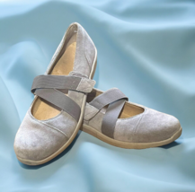 Vionic Shelby Gray Suede Leather Mary Janes Strap Comfort Shoes Women 9.5 Flats - £44.36 GBP