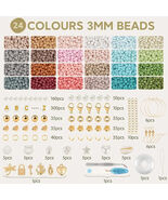TEXGIZRLY 3mm 24 Colors Seed Beads Bracelets Making Kit DIY Jewelry 3MM-... - $14.65