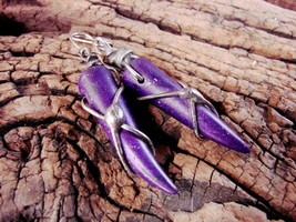 Purple violet  howlite  dangles Unique designe in  Rustic style gothic wichy ide - £28.70 GBP