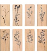 Dizdkizd 8 Pieces Wood Mounted Rubber Stamps Plant and Flower Decorative... - $26.57