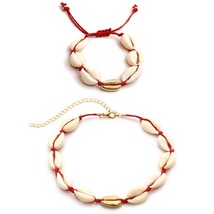 IngeSight.Z Boho Natural Cowrie Seashell Conch Choker Necklace Collar Stetement  - £9.68 GBP