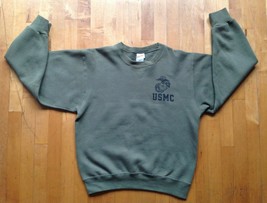 USMC Sweatshirt Crewneck Pullover Men&#39;s Small Olive Green Army Marine Vtg 90s  - £35.60 GBP