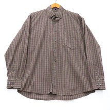 Alan Flusser Mens Large Button Up Dress Shirt 100% Cotton Green Purple Gingham - £23.81 GBP