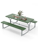 6 FT Picnic Table Bench Set Dining Table and 2 Benches with Metal Frame ... - €329,23 EUR