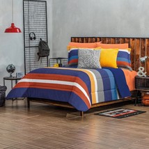 GEOMETRIC STRIPED TEENS BOYS REVERSIBLE COMFORTER SET 4 PCS FULL SIZE - $117.55