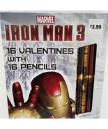 Marvel IRON MAN 3 Valentine Cards with Pencils 16 Cards &amp; Pencils in Sea... - $9.72