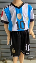 NEW Boy Kid Team Argentina Uniform Jersey/Short Set Sz 8 Fit 6-7 yrs old Blue Wh - £42.19 GBP