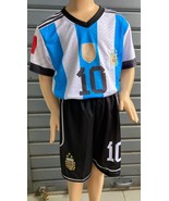 NEW Boy Kid Team Argentina Uniform Jersey/Short Set Sz 8 Fit 6-7 yrs old Blue Wh - £41.25 GBP