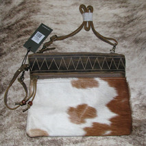 Myra Bag #5230 Hairon, Leather, Distressed Leather 11.5&quot;x10&quot; Crossbody~P... - £34.32 GBP