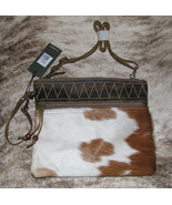Myra Bag #5230 Hairon, Leather, Distressed Leather 11.5&quot;x10&quot; Crossbody~P... - £34.21 GBP