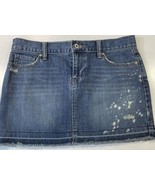 Old Navy Jean Skirt Low Rise Cutoff Med Wash Denim Distressed Y2K Southw... - $357.32 MXN