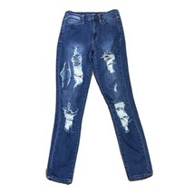 Fashion Nova Distressed Denim Skinny Jeans ~ Sz 3(26) ~ Blue ~ High Rise   - £16.23 GBP